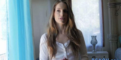 Brunette teen shows pussy - video 1