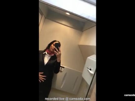 Flight attendant uses in-flight wifi to cam on camsoda!