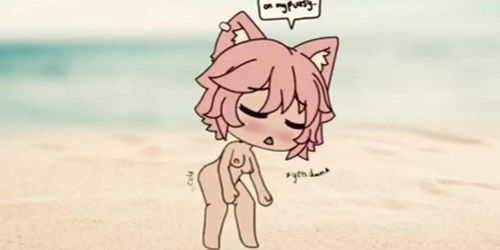 Gacha life girl squirt on beach! Public! Wet noises